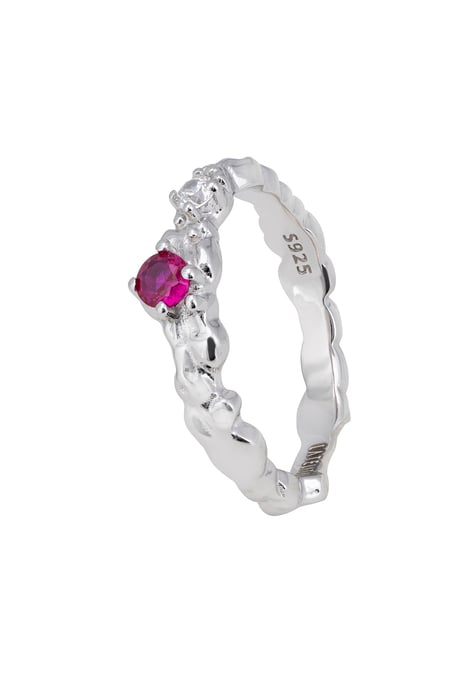 Mystical Forest Band Ring Ruby Silver - Image 1