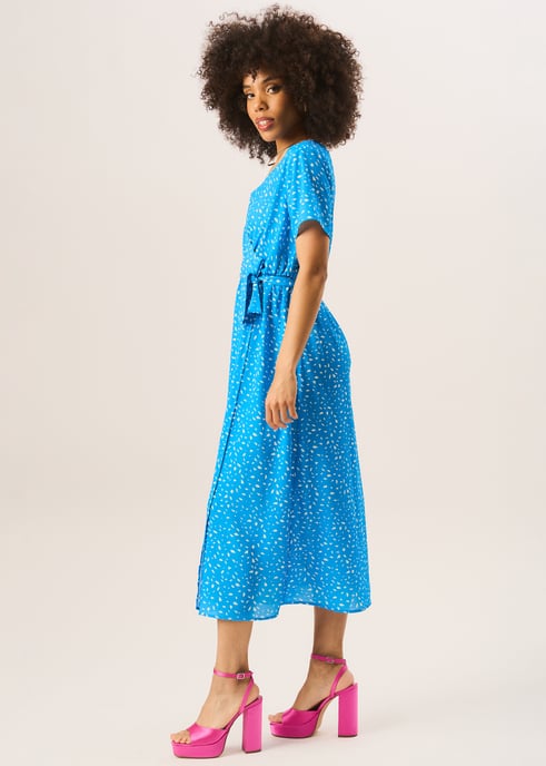 Blaues Wickel-Midikleid mit Tiermuster - Image 3