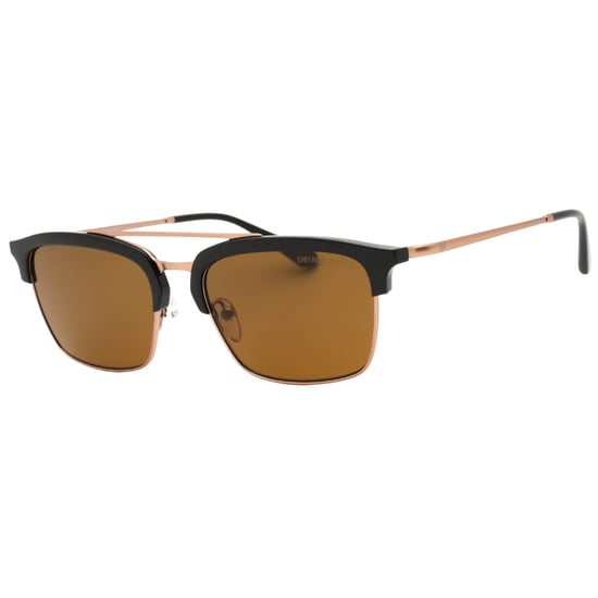 Emporio Armani – Sonnenbrille mit glänzendem braunen Rahmen und dunkelbraunen Gläsern - Image 1