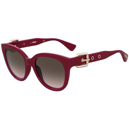 Moschino – Braune Sonnenbrille mit SF-Gläsern und roten Schnallen - Image 2