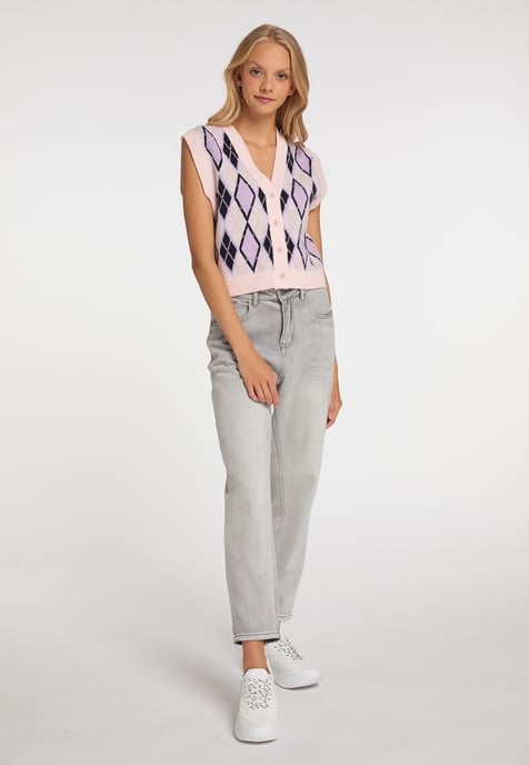 Mymo Strickweste Damen Rosa Mehrfarbig - Image 2