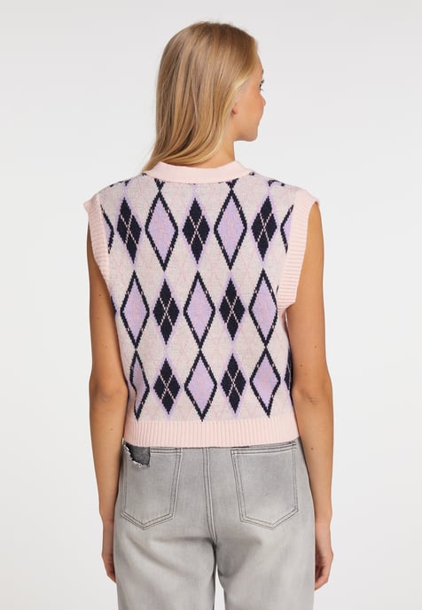 Mymo Strickweste Damen Rosa Mehrfarbig - Image 4