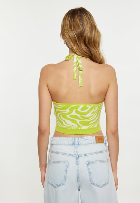 Mymo Crop-Top Damen WOLLWEISS LIMETTE - Image 5