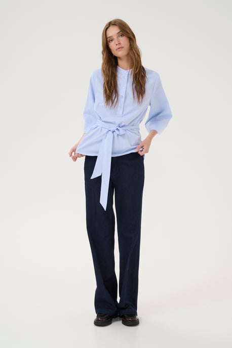 Kurzarm-Bluse Loose fit blue white - Image 2
