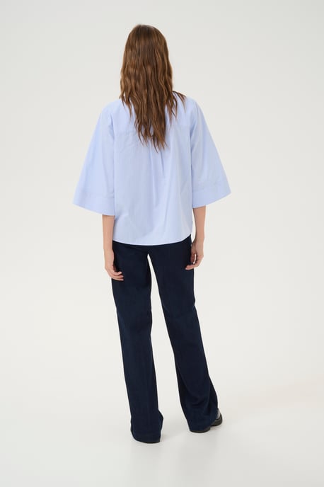 Kurzarm-Bluse Loose fit blue white - Image 3