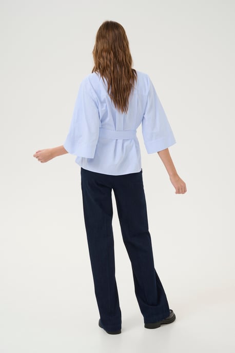Kurzarm-Bluse Loose fit blue white - Image 4