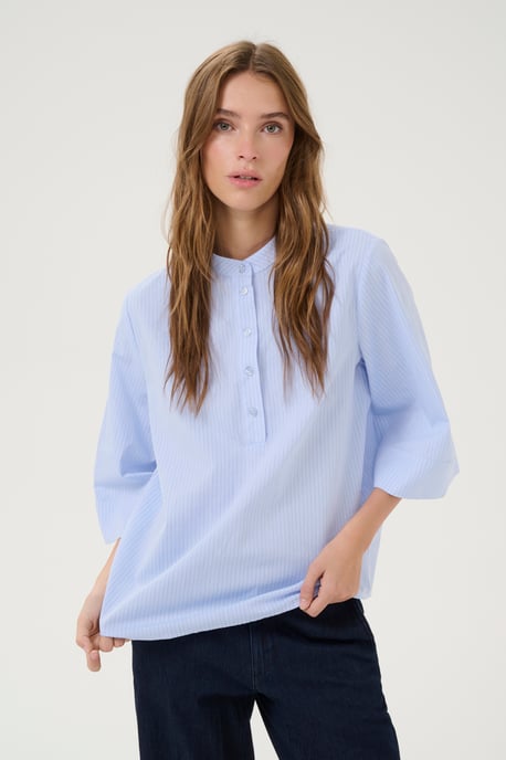 Kurzarm-Bluse Loose fit blue white - Image 5