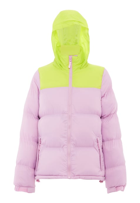 Mymo Wattierte Steppjacke Damen Macaron Pink Saure Limette - Image 1