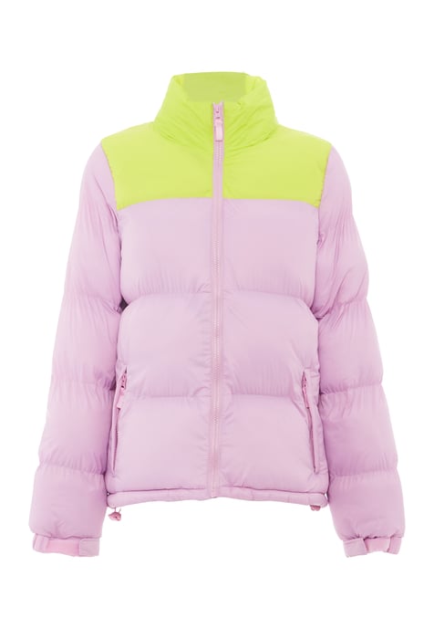 Mymo Wattierte Steppjacke Damen Macaron Pink Saure Limette - Image 3