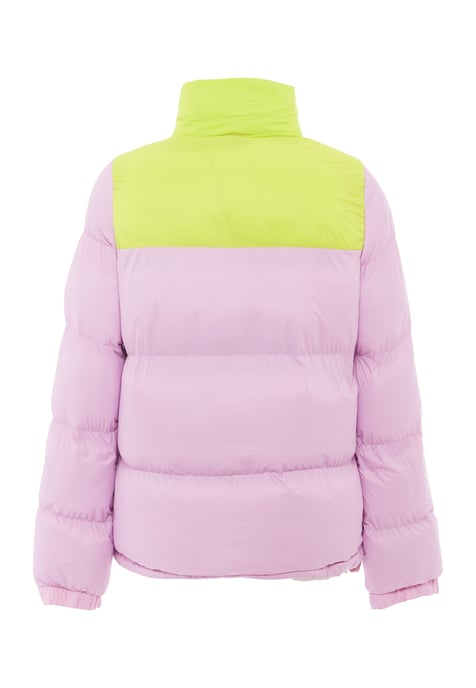 Mymo Wattierte Steppjacke Damen Macaron Pink Saure Limette - Image 4