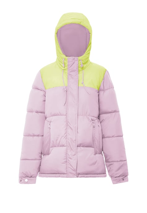 Mymo Wattierte Steppjacke Damen Macaron Pink Saure Limette - Image 1