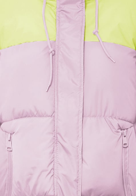 Mymo Wattierte Steppjacke Damen Macaron Pink Saure Limette - Image 3
