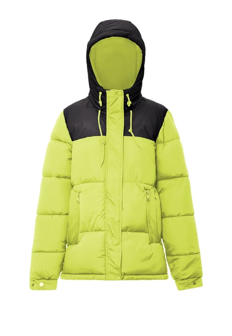 Mymo Wattierte Steppjacke Damen Saure Limette Schwarz - Image 1