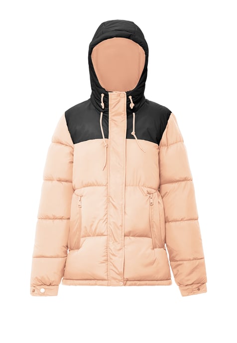 Mymo Wattierte Steppjacke Damen Pfirsich Schwarz - Image 1