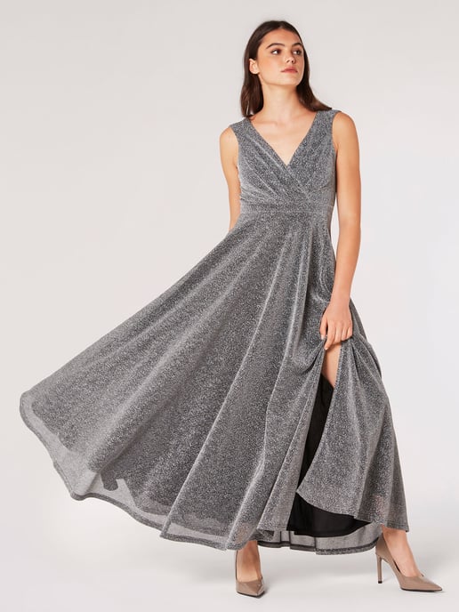 Apricot Glitzerndes Lurex-Maxikleid - Image 1