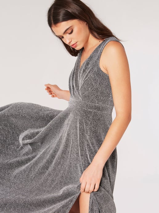 Apricot Glitzerndes Lurex-Maxikleid - Image 3