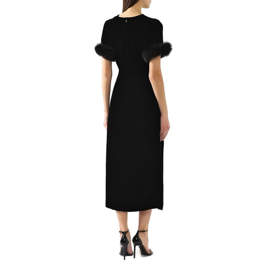 Fendi – Midikleid aus Samt mit Pelzbesatz - Image 3