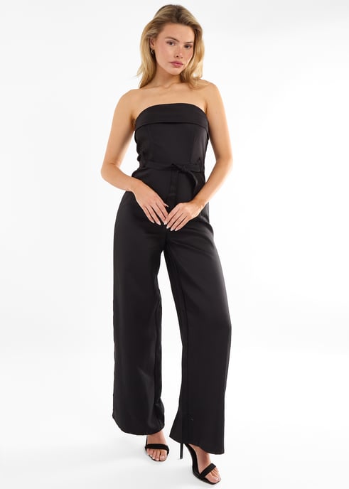 Schwarzer Bandeau-Overall mit weitem Bein - Image 1