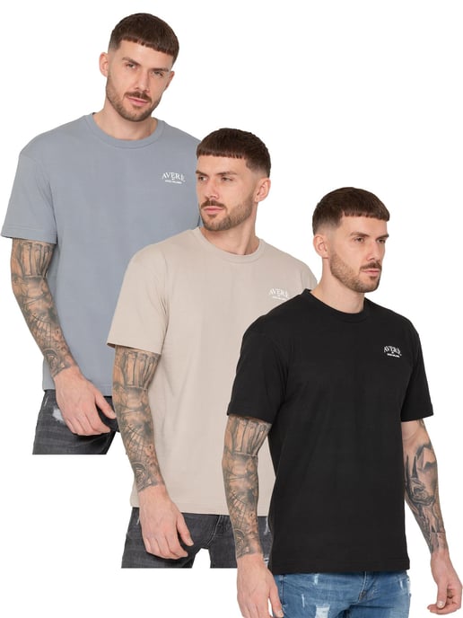 Enzo | 3 Pack Herren Regular Fit T-Shirt - BLK/CLAY/BLU - Image 1