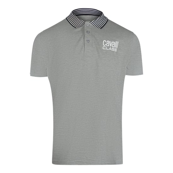 Cavalli Class - Graues Poloshirt Mit Gestreiftem Kragen - Image 1