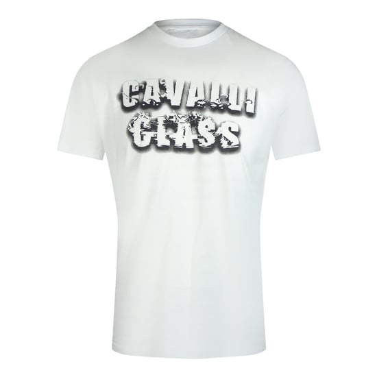 Cavalli Class - T-shirt In Gebrochenem Weiß Mit Auffälligem Logo In Rauchoptik - Image 1