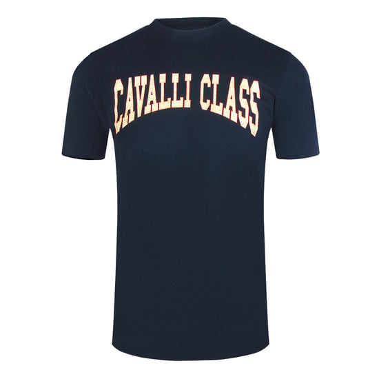 Cavalli Class Varsity Logo Marineblaues T-shirt - Image 1