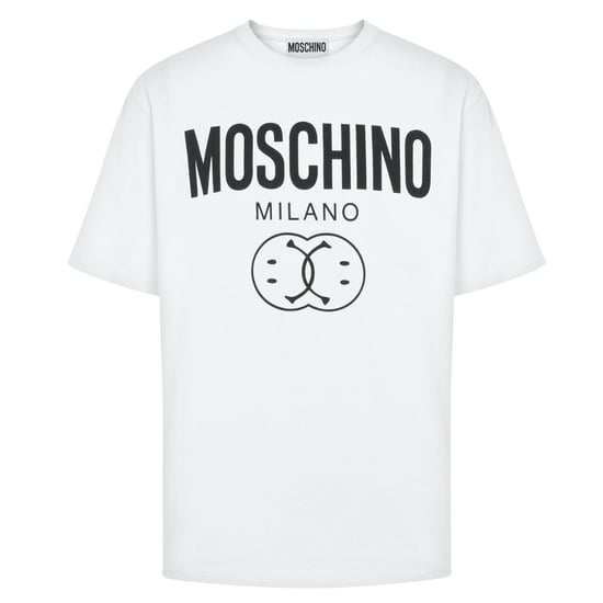 Moschino Milano - Weißes T-shirt Mit Doppel-smiley-logo - Image 1