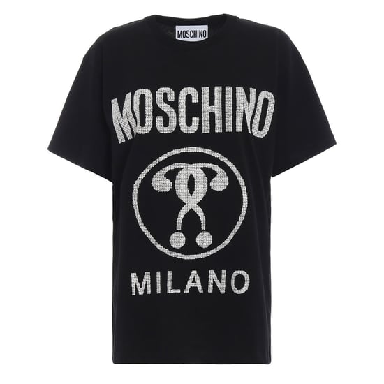 Moschino Milano - Schwarzes T-shirt Mit Doppeltem Fragezeichen-logo - Image 1