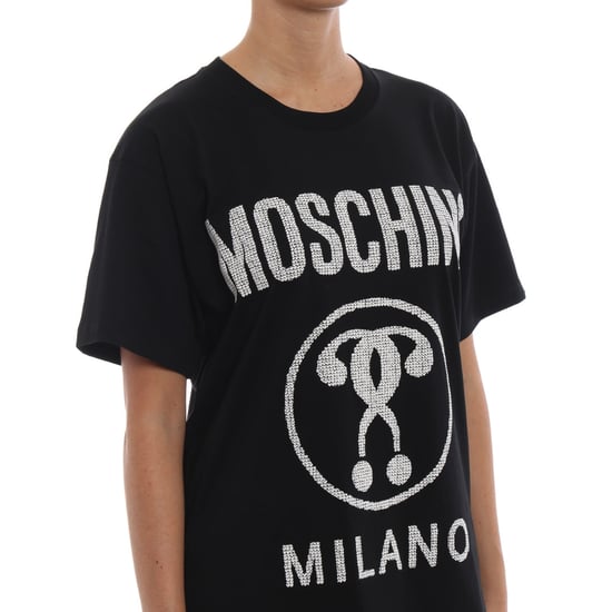 Moschino Milano - Schwarzes T-shirt Mit Doppeltem Fragezeichen-logo - Image 4