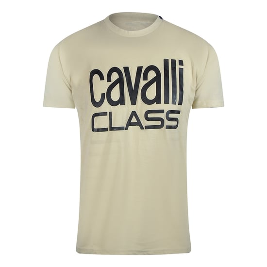 Cavalli Class - T-shirt In Beige Und Sand Mit Auffälligem Logo - Image 1