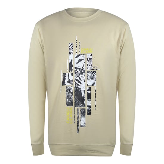 Cavalli Class - Beiges Sweatshirt Mit Zersplittertem Tiger-logo - Image 1