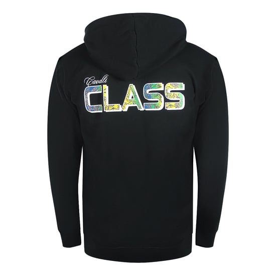 Cavalli Class - Schwarzer Kapuzenpullover Mit Reißverschluss Und Auffälligem Blumenlogo - Image 2