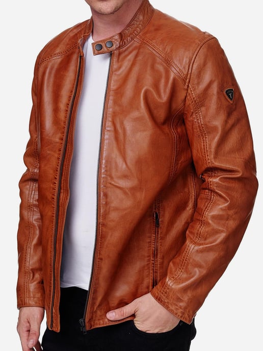 Tazzio Herren Jacke Lederjacke Echtleder - Image 1