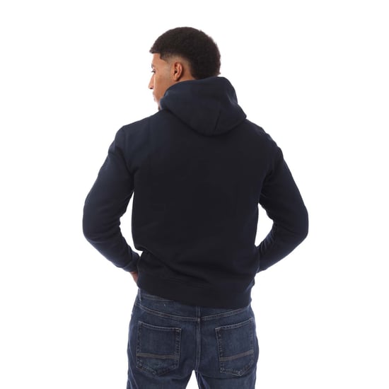 Herren Tommy Hilfiger Tonal Badge Kapuzenpullover mit Kordelzug in Marineblau - Image 3
