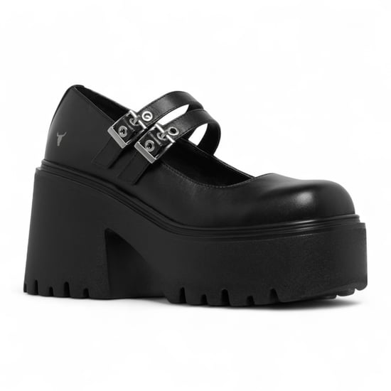 Windsorsmith Damen Mary-Jane-Schuhe aus schwarzem Leder mit dicker Plateausohle - Lessons - Image 3