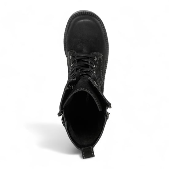 Windsorsmith Damen-Kampfstiefel aus schwarzem Wildleder, halbhohe Schnürstiefeletten, Bikerschuhe – Gather - Image 5
