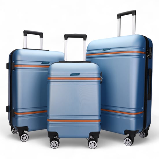 Hartschalen-Kabinenkoffer-Set Blau Marine Robustes ABS Leichtgewicht Reisegepäck Urlaubstasche - Image 1