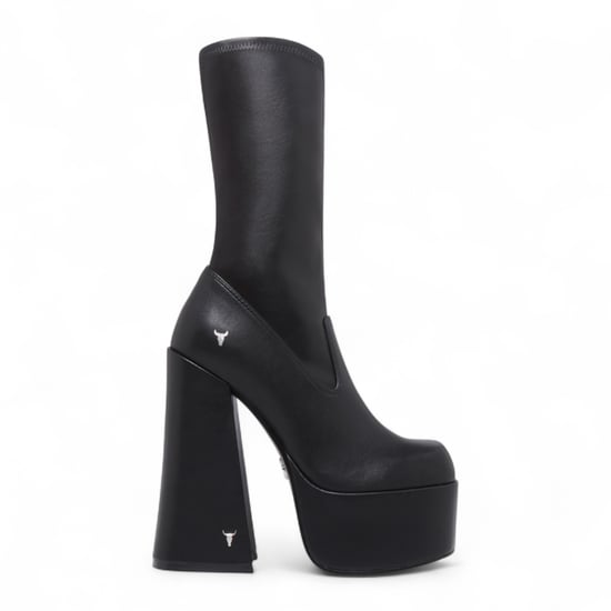 Windsorsmith Damen-Stiefel mit wadenhohem Plateau und Gothic-Absatz in Schwarz – Saviour - Image 1