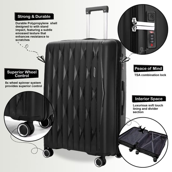 Hartschalenkoffer Schwarz Robustes Kofferset 8 Räder Kabinengepäck TSA Reisekoffer Urlaub - Image 3