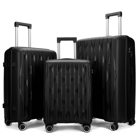 Hartschalenkoffer Schwarz Robustes Kofferset 8 Räder Kabinengepäck TSA Reisekoffer Urlaub - Image 4