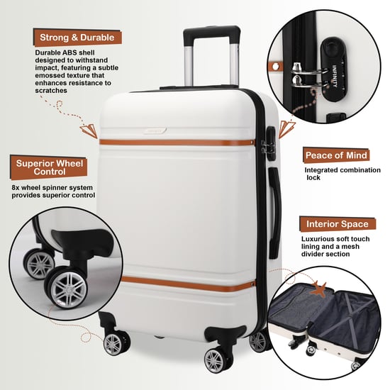 Hartschalen-Creme-Weiß-Kabinenkoffer-Set Robustes ABS Leichtgewicht Reisegepäck Urlaubstasche - Image 3