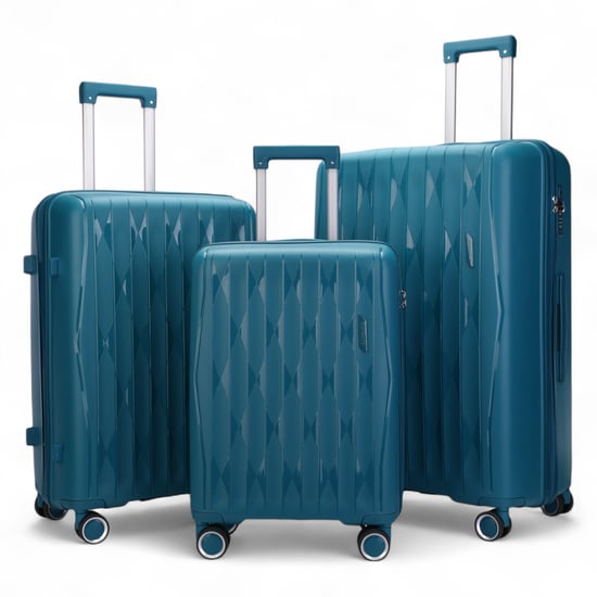 Hartschalenkoffer, Blaugrün, robust, 8 Räder, Kabinengepäck, TSA-Koffer, für Urlaub und Reisen - Image 1