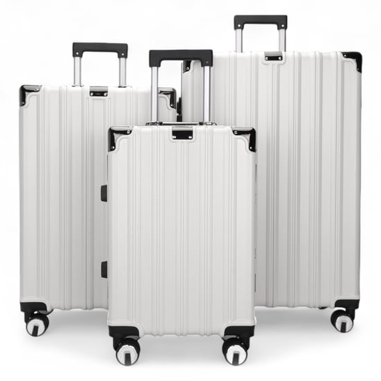 Hartschalenkoffer Weiß Robuster 8-Rollen-Gepäck Handgepäck Koffer - Image 1