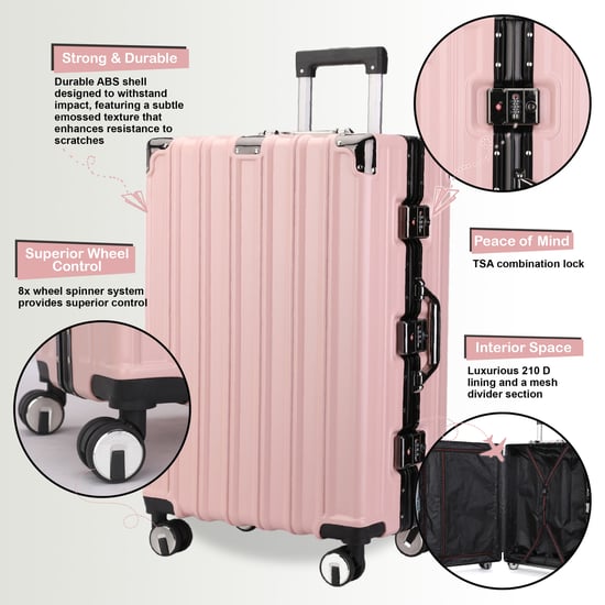 Hartschalenkoffer Rosa Robuster 8-Rollen-Gepäck Handgepäck Koffer - Image 3