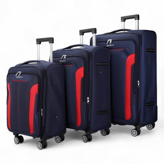 Blaues erweiterbares Weichschalenkoffer-Set mit 8 Rädern, leichtes Handgepäck - Image 4