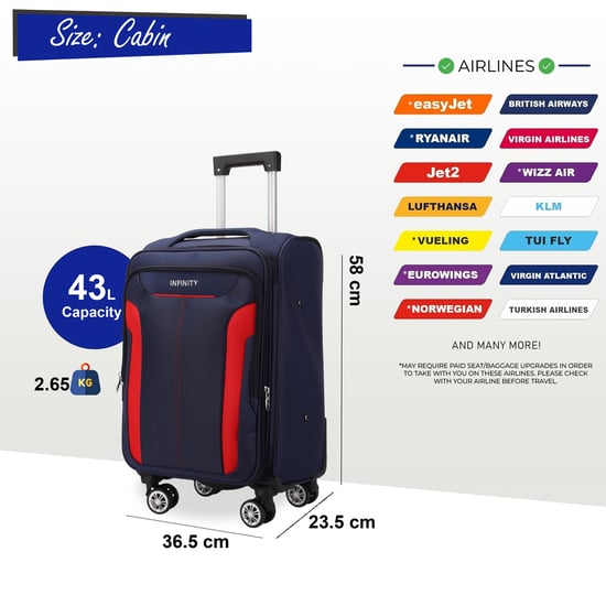 Blaues erweiterbares Weichschalenkoffer-Set mit 8 Rädern, leichtes Handgepäck - Image 5