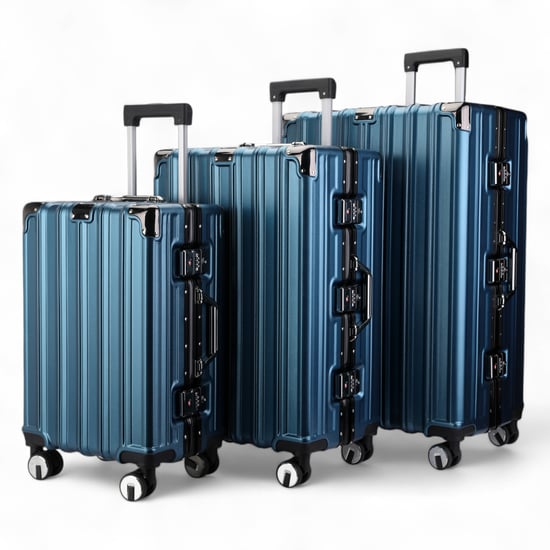 Hartschalenkoffer Blau Robuster 8-Rollen-Gepäck Handgepäck Koffer - Image 4