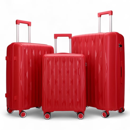 Hartschalenkoffer Rot Robustes Kofferset 8 Räder Kabine TSA Gepäckkoffer Urlaub Reise - Image 1
