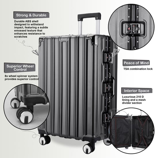 Hartschalenkoffer Anthrazit Schwarz Robuster 8-Rollen-Gepäck Handgepäck Koffer - Image 3