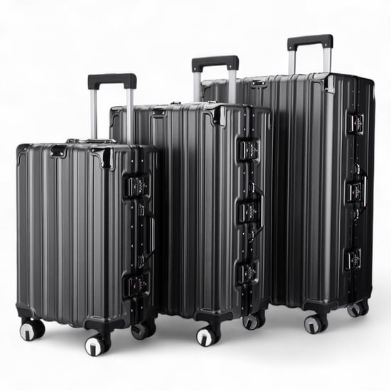 Hartschalenkoffer Anthrazit Schwarz Robuster 8-Rollen-Gepäck Handgepäck Koffer - Image 4